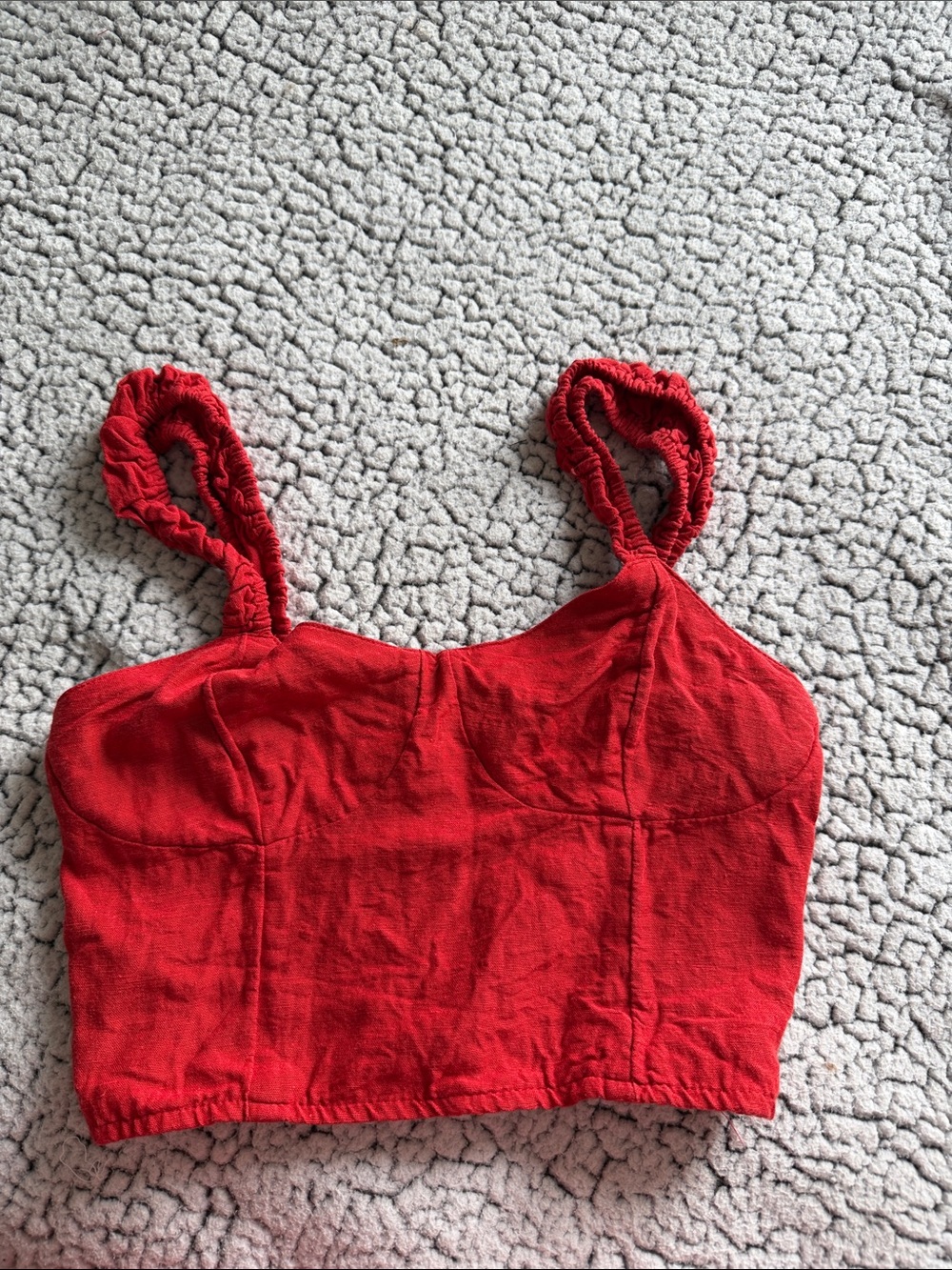 Japna Red Ruched-Strap Crop Top
